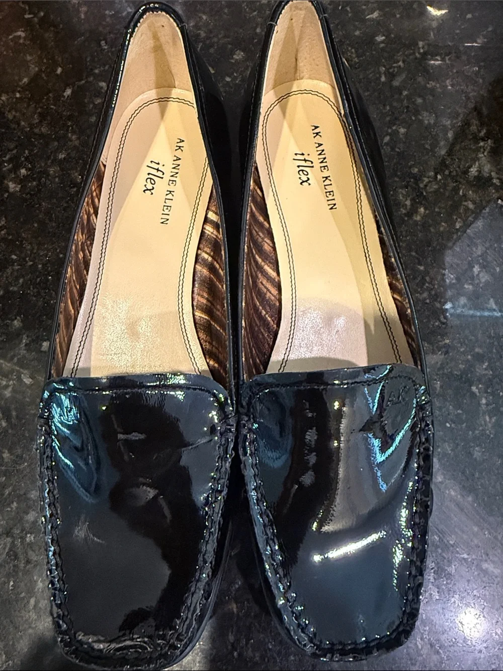 Anne Klein Black Patent Leather Slip-On Loafers